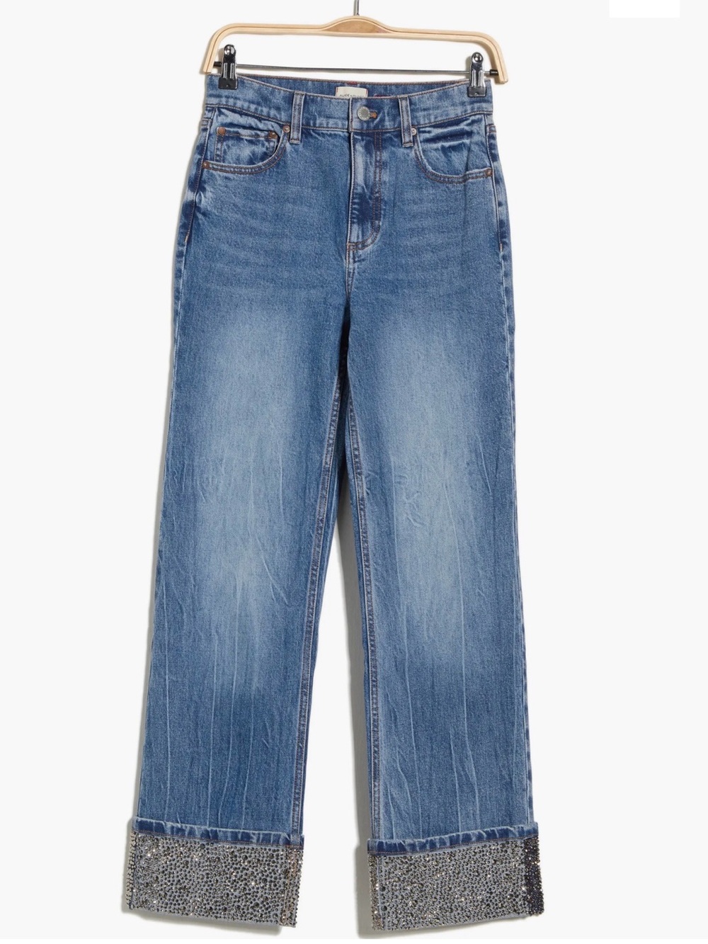 Alice + Olivia Chic Embellished Cuffed Ankle Jeans